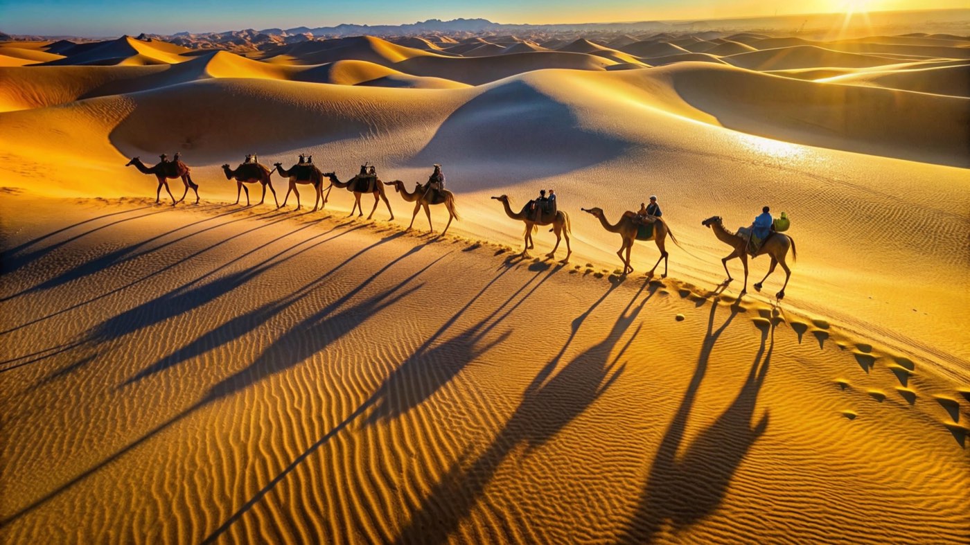 Paysage marocain, dromadaire dans le désert